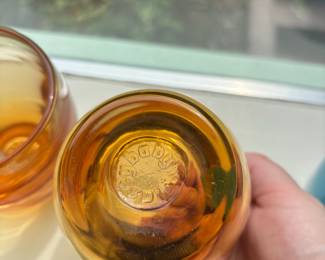 Pair of Glassybaby Amber Votive Candle Holders
