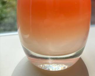 Glassybaby Orange & White Votive Candle Holder