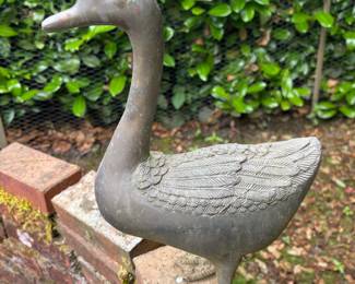 Bronze Tone Metal Duck Sculpture