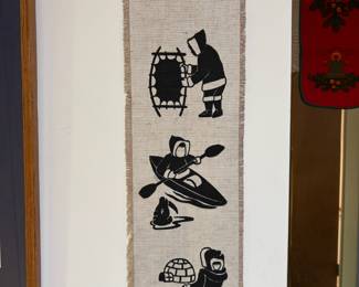 Wall Hanging Eskimo Painting on Burlap