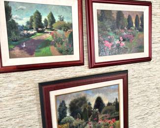 Framed & Matted Garden Scene Oil Paintings by Nathan Arnold