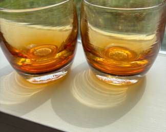 Pair of Glassybaby Amber Votive Candle Holders