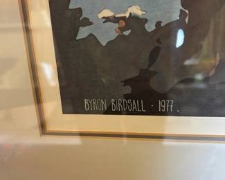Framed & Matted 1977 Print "Pioneer Peak & Cow Parsnips" by Byron Birdsall