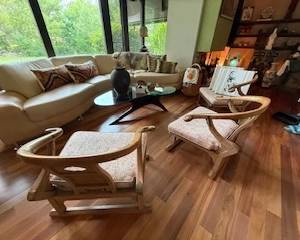 Michael Taylor for Baker Furniture Far East Collection horseshoe chairs