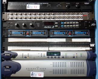 LOT OF ELECTRONICS INCLUDING SHURE L4 DIVERSITY WIRELESS RECEIVER, PEAVEY ADD VERB II, VOCO PRO, TASCAM AND MORE