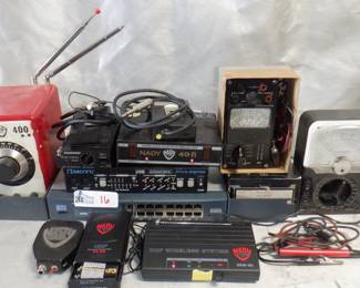 LOT ELECTRONICS INCLUDING NADY WIRELESS TRANSMITTERS, SAMSON STAGE SERIES, TRIPLETT COLT-OHM-MILLIAMMETER, AND MORE