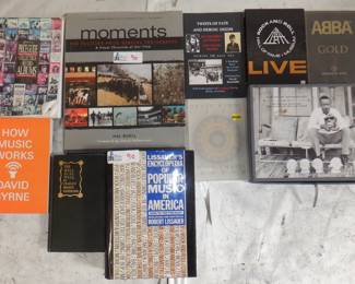 BOX MUSIC BOOKS/DVDS AND MORE INCLUDING VOICES OF MISSISSIPPI, ROCK AND ROLL HALL OF FAME DVD, AND MORE