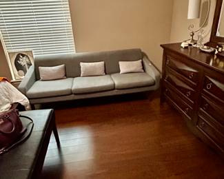 LOVE this fun Danish style smaller size sofa, the cushions are reversable