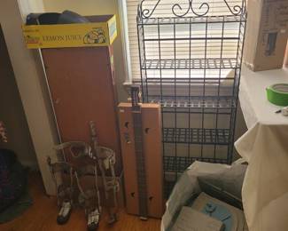 Misc, polio braces, metal shelf