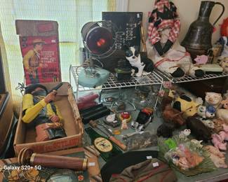 Miscellaneous Vintage and antique items, pig collection, etc