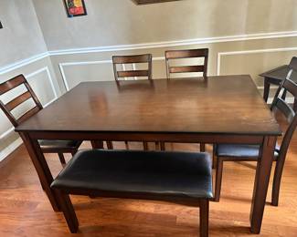 Dining Table with 4 Chairs and Bench