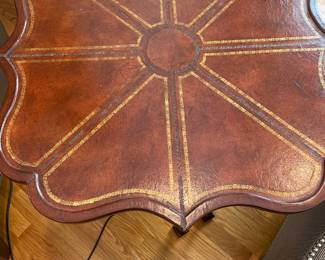 Leather top accent table
