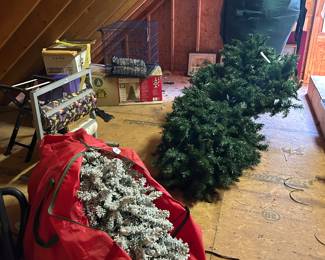 pre-lit trees ( one is over 8’ tall)