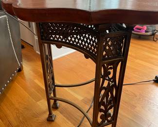 Leather top accent table