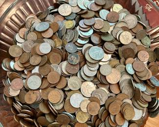 Large bowl of thousands of Canadian coins