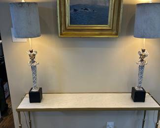 Paul Gruer lamps, great narrow console