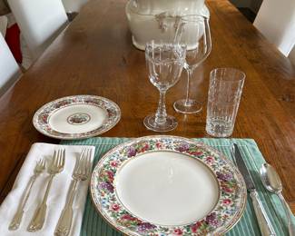 Beautiful set of Tiffany sterling flatware, Spode “Provence” china set
