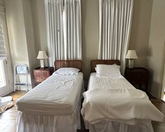 French cane back twin beds