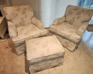 Custom chairs and ottoman from Fine Designs