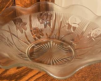 Iris and Herringbone Clear Bowl