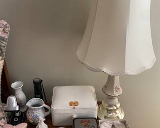 Pair of Rose Motif Lamps