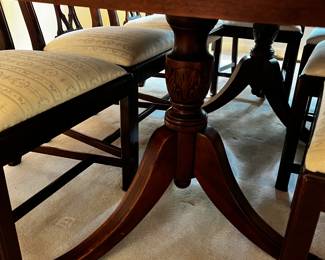 #1 Unique furniture double pedestal dining table with 8 chairs w 3 leaf 69-123x46x29 $275.00