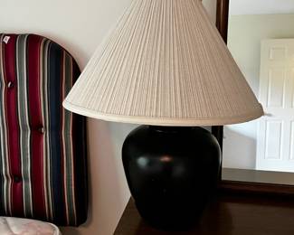 #72 Pair - Black Ceramic Ginger Jar Lamps - 24" tall - Sold as a pair $40.00