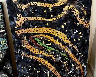 #120 Cream w/Black Dots on Dark Canvas Oil - 30x40 $40.00