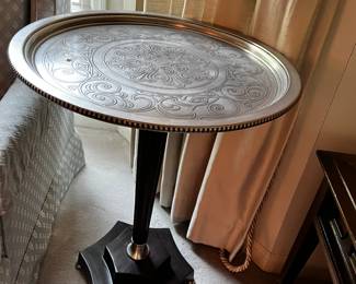 #10 aluminum scroll top with metal base table, made in India 20x26 $100.00