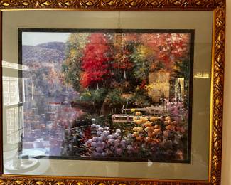 #23 print of lake in fall signed by artist 43x35 $75.00