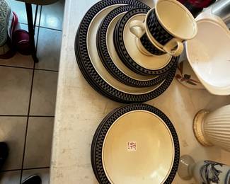 #112 Mikasa Blue/Gray Edged 16 pc China $20.00
