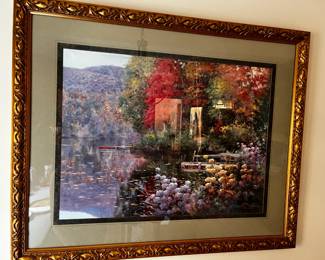 #23 print of lake in fall signed by artist 43x35 $75.00