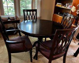 #24 round pedestal table made in Indonesia with 4 chairs 42x29 $120.00