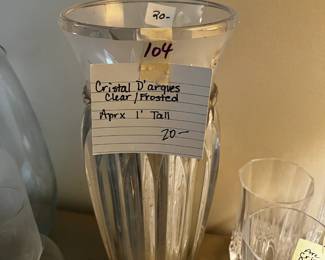 #104 Cristal D'Arques Clear/Frosted Approx 1" Tall $20.00