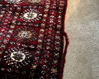#92 Deep Red Hand-knotted Rug - wool - (as is side binding) - 48x74 $75.00