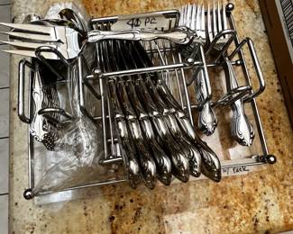 #111 Oneida Stainless Silverware - 41 pc w/rack $45.00