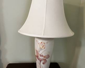 #61 Pair of 2 Iris Painted Ceramic Lamps - sold as a pair - 30" Tall $40.00