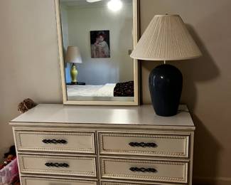 #52 White Laminate 6 Drawer Dresser w/mirror - 51x18x30 Mirror - 27x42 - You Move Upstairs $75.00