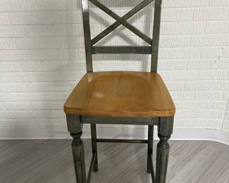 6 wood bar height stools - green