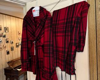 Buffalo plaid 2 piece hunting suit, 1940-50's