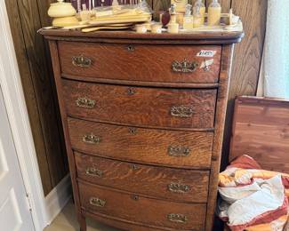 nice oak tall boy dresser and dresser set