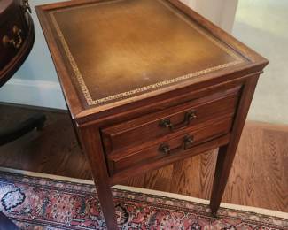 Vintage Pair of Leather Top Side Tables