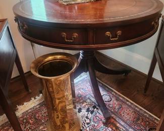 Leather Top Drum Table