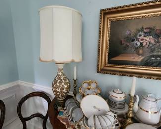 Pair of Vintage Embossed Lamps