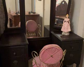 Antique Vanity With Chair And Figurine