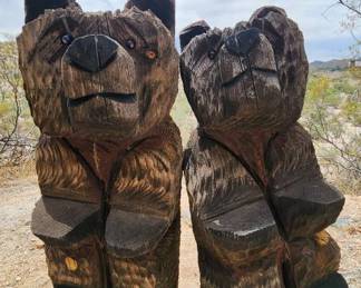 Hand Carved Wooden Grizzly Bears