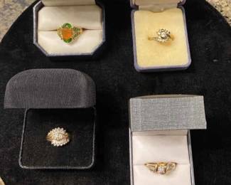 Vintage Engagement Cocktail Rings, Gold  Sterling Silver