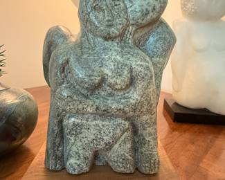Stone Sculpture "Mother and Child" by Martha Tickie, an Inuit artist from Baker Lake (Qamani'tuaq), Nunavut, Canada.