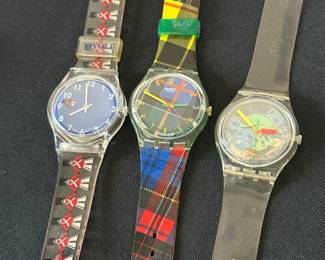 SWATCH McSQUARE GG137 - 1995 TARTAN PLAID WATCH WITH CASE SWATCH JELLY PIANO WITH CASE AND BOX