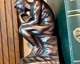 THE THINKER BRONZE BOOK ENDS